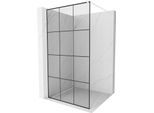 Mexen Kioto Parete Doccia Walk-In 120 X 200 Cm, Griglia Nera 8 Mm, Bianca - 800-120-101-20-77