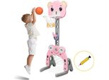 Costway Supporto Da Basket Per Bambini Regolabile In Altezza, Canestro 3 In 1 Per Parco Giochi Per Bambini & Porta Da Calcio & Gioco Di Lancio, Sistema Di Canestri Per Aree Interne Ed Esterne