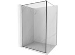 Mexen Kioto Parete Doccia Walk-In 70 X 200 Cm, Cornice Nera 8 Mm, Nichel Spazzolato - 800-070-101-97-70