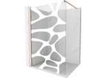 Mexen Kioto Parete Doccia Walk-In 120 X 200 Cm, Onda Bianca 8 Mm, Rame Spazzolato - 800-120-101-65-97