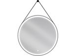 Mexen Reni Specchio Da Bagno Illuminato, Rotondo 80 Cm, Led 6000K, Antiappannamento, Cornice Nera - 9812-080-080-611-70
