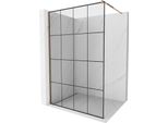Mexen Kioto Parete Doccia Walk-In 140 X 200 Cm, Griglia Nera 8 Mm, Oro Rosa - 800-140-101-60-77