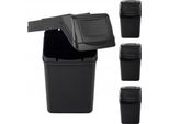Set Di Bidoni Per La Raccolta Differenziata Kadax In Plastica, Bidone Con Coperchio A Tenuta (Nero 4X25L)