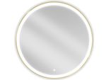 Mexen Esso Specchio Da Bagno Retroilluminato, Rotondo 90 Cm, Led 6000K, Antiappannamento, Cornice Dorata - 9825-090-090-611-50