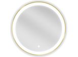Mexen Esso Specchio Da Bagno Illuminato, Rotondo 60 Cm, Led 6000K, Antiappannamento, Cornice Dorata - 9825-060-060-611-50