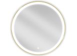 Mexen Esso Specchio Da Bagno Retroilluminato, Rotondo 80 Cm, Led 6000K, Anti-Appannamento, Cornice Dorata - 9825-080-080-611-50