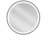 Mexen Esso Specchio Da Bagno Illuminato, Rotondo 80 Cm, Led 6000K, Antiappannamento, Cornice Nera - 9825-080-080-611-70