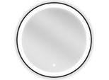Mexen Esso Specchio Da Bagno Illuminato, Rotondo 60 Cm, Led 6000K, Antiappannamento, Cornice Nera - 9825-060-060-611-70