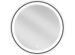 Mexen Esso Specchio Da Bagno Retroilluminato, Rotondo 70 Cm, Led 6000K, Antiappannamento, Cornice Nera - 9825-070-070-611-70
