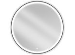 Mexen Esso Specchio Da Bagno Illuminato, Rotondo 100 Cm, Led 6000K, Antiappannamento, Cornice Nera - 9825-100-100-611-70