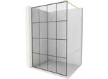 Mexen Kioto Parete Doccia Walk-In 150 X 200 Cm, Griglia Nera 8 Mm, Oro Spazzolato - 800-150-101-55-77