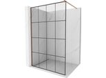 Mexen Kioto Parete Doccia Walk-In 160 X 200 Cm, Griglia Nera 8 Mm, Rame Spazzolato - 800-160-101-65-77
