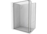Mexen Kioto Parete Doccia Walk-In 100 X 40 Cm, Cornice Nera, Nichel Spazzolato - 800-100-212-97-70-040