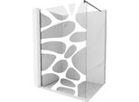 Mexen Kioto Parete Doccia Walk-In 110 X 200 Cm, Onda Bianca 8 Mm, Grigio Canna Di Fucile Spazzolato - 800-110-101-66-97