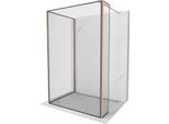 Mexen Kioto Parete Doccia Walk-In 110 X 110 X 40 Cm, Cornice Nera, Rame Spazzolato - 800-110-110-221-65-70-040