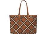 Fossil Borsa A Tracolla Borsa Shopper Williamson Tote Bag Brown Patchwork Marrone Chiaro