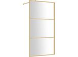 Vidaxl Schermo Doccia Per Cabina Doccia Esg Vetro Trasparente Golden 115X195Cm