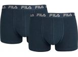 Boxer Fila Uomo 2-Pack - Cintura Con Logo, Urban, Cotone Elasticizzato, Monocolore Navy M