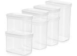 Emsa 3110601051 Contenitore Per Alimenti Secchi Optima, Set Di 7, Bianco Trasparente