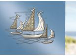 Gilde Wandrelief, Boot, "3 Segelschiffe"", Metall, Goldfarben, Silberfarben, , L. 2 Cm, B. 71 Cm, H. 52 Cm 67491"