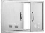 Succebuy 762X533Mm Doppia Porta Di Accesso Al Bbq, Porta Da Incasso In Acciaio Inox Con Maniglie E Prese D'aria, Porta Verticale Per Cucina Esterna Per Isola Bbq E Stazione Grill