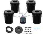 Succebuy Dwc Sistema Di Coltivazione Idroponica, Setup Idroponico Avanzato, 5 Galloni, 4 Secchi, Sistema Dwc Con Pompa D'aria, Pietre E Indicatore Del Livello Dell'acqua Per Ortaggi A Foglia