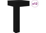 Vidaxl Piedi 12 Pezzi Nero 57 X 57 X 100 Mm Ferro