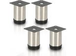 Yakimz 4X Piedi Per Mobili Piedi Per Mobili In Acciaio Inox Diametro 40 Mm Altezza 100 Mm Nero Altezza Regolabile