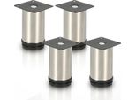 Yakimz 4X Piedi Per Mobili Piedi Per Mobili In Acciaio Inox Diametro 40 Mm Altezza 120 Mm Nero Altezza Regolabile