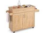 Carrello Da Cucina KC51983NA, Con Portasciugamani, Portaspezie, Cassetto E Ripiano Regolabile In Altezza, Avvolgibile, Naturale
