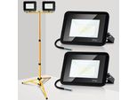 Yakimz Proiettore A Led Con Treppiede Faretto Da Costruzione Faretto IP66 Proiettore Luci Da Lavoro Per Giardino Cortile Cortile 2X20W Bianco Freddo