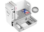 Organizzatore Da Scrivania Con Ricarica Qi Wireless, Cassetto E Fermalibri Organizzatore Per Utensili Da Ufficio Stazione Di Ricarica Qi Organizzatore Per Ufficio Vassoio Per Ufficio Fino A 10 Kg Bianco