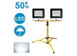 Jiubiaz Led Proiettore Con Treppiede Proiettore Da Esterno Costruzione IP66 Proiettore Per Giardino Cortile Cortile 2X50W Bianco Freddo