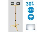 Jiubiaz Led Proiettore Con Treppiede Proiettore Da Costruzione Per Esterni IP66 Proiettore Per Giardino Cortile Cortile 2X30W Bianco Freddo