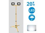 Jiubiaz Led Proiettore Con Treppiede Proiettore Da Costruzione Per Esterni IP66 Proiettore Per Giardino Cortile Cortile 2X20W Bianco Freddo