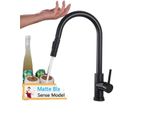 Rubinetto Da Cucina, Funzione Spray Estraibile, Design Contemporaneo, Sensore Nero Opaco