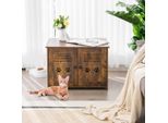 Toilette Per Gatti Con Doppia Ante A Doghe, Gabinetto Per Gatti 70 X 52 X 51 Cm Marrone