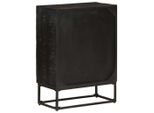 Best MöBel Credenza Vetrina Nera 55X30X76 Cm In Legno Massiccio Di Mango E Ferro - Cassettiere CL1633625 1Pacco