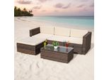 Mobili Da Giardino 5 Pezzi Divano Lounge Polyrattan Set Da Pranzo Cuscini Di Seduta Marrone
