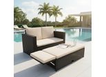Divano Da Giardino Poggiapiedi Lounge Polyrattan Mobili Da Esterno Set Divano Nero