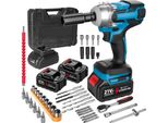Trapano A Percussione A Batteria, Coppia Massima 380 Nm, Struttura Leggera, 2 Batterie, 2 Batterie