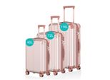 Voyagoux® - Set Di Valigie - 3 Pezzi - Valigia Con Ruote - Oro Rosa - Chiusura Tsa