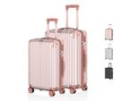 Voyagoux® - Set Di Valigie Da Viaggio S/M - Valigia - 2 Pezzi - Valigia Da Viaggio Con Ruote - Oro Rosa - Chiusura Tsa