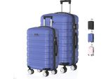 Voyagoux® Revelation - Set Di Valigie Da Viaggio S/M - Valigia - 2 Pezzi - Valigia Da Viaggio Con Ruote - Blu - Chiusura Tsa