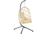 Hinhocker Sedia Sospesa Con Struttura, Crema, Altalena Sospesa Per Interni Ed Esterni, Sedia A Dondolo