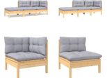 Vidaxl Set Salotto Da Giardino 3 Pezzi Con Cuscini Grigi In Pino Massiccio - Set Salotto Da Giardino - Set Salotto Da Giardino - Set Mobili Da Giardino - Set Mobili Da Giardino