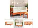 The Living Store Divano Angolare Da Giardino Con Cuscini 2 Pz. Legno Di Pino Massiccio Marrone Cera