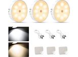 Illuminazione Dell'armadio A 3 Led, Luce Notturna Con Sensore Di Movimento Delle Scale, Ricaricabile Via Usb, Luce Calda/Bianca, Scale, Corridoio, Camera Da Letto,