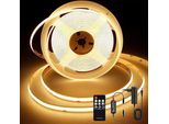 Striscia Led Cob 2 M, 2700 K Bianco Caldo Telecomando Di Alimentazione, DC24 V, 480LEDS/M, Cri 90+, Larghezza 8 Mm, Strisce Luminose Dimmerabili Camera Da Letto