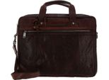 Spikes & Sparrow Pelle Borsa A Tracolla Borsa Da Ufficio Con Scomparto Per Laptop Bronco Business Bag Dark Brown Marrone